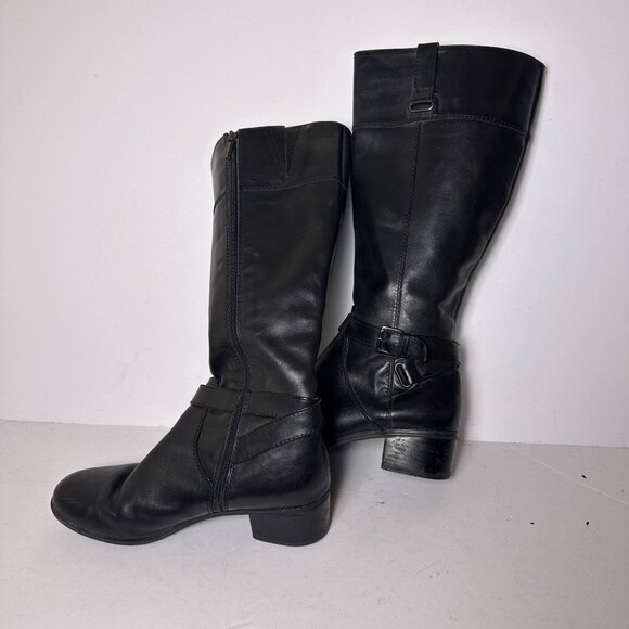 Bandolino Riding Boots Laced Tall Buckle Western Shoes Women Sz 11M Goth Knee - Picture 12 of 16